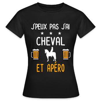 je peux pas j'ai cheval femme apéro - T-shirt Femme - noir - Devant - AI Model Female 172 dark (172cm)