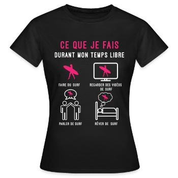 surf temps libre cadeau surfeuse femme - T-shirt Femme - noir - Devant - AI Model Female 172 dark (172cm)