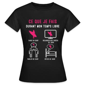 surf temps libre cadeau surfeuse femme - T-shirt Femme - noir - Devant - AI Model Female 172 dark (172cm)