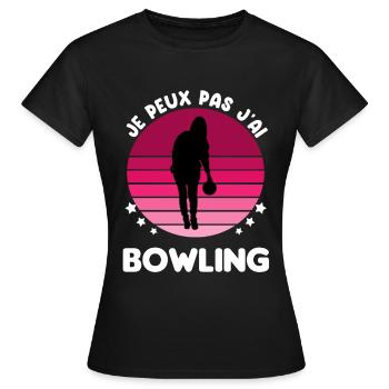 je peux pas j'ai bowling vintage femme - T-shirt Femme - noir - Devant - AI Model Female 172 dark (172cm)