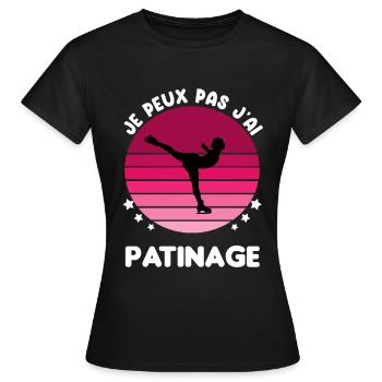 je peux pas j'ai patinage vintage femme - T-shirt Femme - noir - Devant - AI Model Female 172 dark (172cm)