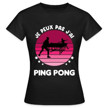 je peux pas j'ai ping pong vintage femme - T-shirt Femme - noir - Devant - AI Model Female 172 dark (172cm)