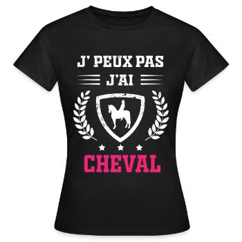 Je peux pas j'ai cheval femme - T-shirt Femme - noir - Devant - AI Model Female 172 dark (172cm)