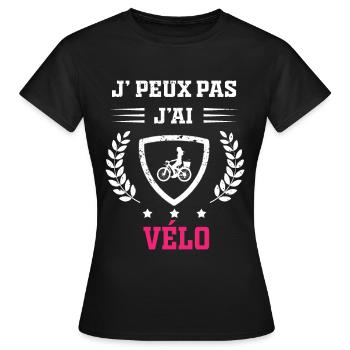 Je peux pas j'ai vélo femme - T-shirt Femme - noir - Devant - AI Model Female 172 dark (172cm)