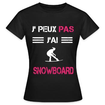 Je peux pas j'ai snowboard femme humour - T-shirt Femme - noir - Devant - AI Model Female 172 dark (172cm)