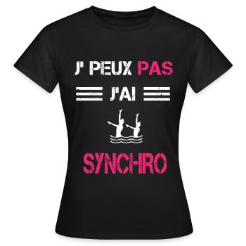 Je peux pas j'ai synchro femme humour - T-shirt Femme - noir - Devant - AI Model Female 172 dark (172cm)