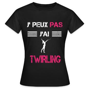 Je peux pas j'ai twirling bâton femme humour - T-shirt Femme - noir - Devant - AI Model Female 172 dark (172cm)