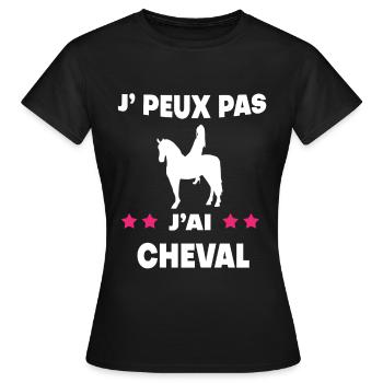 Je peux pas j'ai cheval femme cavalière - T-shirt Femme - noir - Devant - AI Model Female 172 dark (172cm)