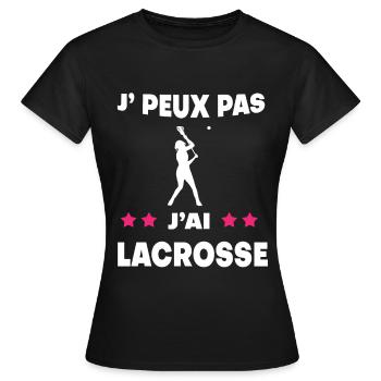 Je peux pas j'ai lacrosse femme hockeyeuse - T-shirt Femme - noir - Devant - AI Model Female 172 dark (172cm)
