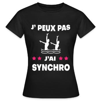 Je peux pas j'ai synchro femme nageuse - T-shirt Femme - noir - Devant - AI Model Female 172 dark (172cm)