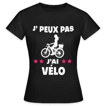 Je peux pas j'ai vélo femme cycliste - T-shirt Femme - noir - Devant - AI Model Female 172 dark (172cm)