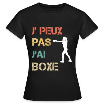 Je peux pas j'ai boxe femme vintage - T-shirt Femme - noir - Devant - AI Model Female 172 dark (172cm)