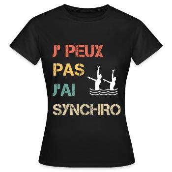 Je peux pas j'ai synchro femme vintage - T-shirt Femme - noir - Devant - AI Model Female 172 dark (172cm)