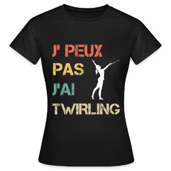 Je peux pas j'ai twirling bâton femme vintage - T-shirt Femme - noir - Devant - AI Model Female 172 dark (172cm)