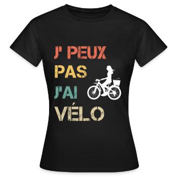 Je peux pas j'ai vélo femme vintage - T-shirt Femme - noir - Devant - AI Model Female 172 dark (172cm)