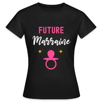 Future marraine cadeau annonce grossesse Marraine - T-shirt Femme - noir - Devant - AI Model Female 172 dark (172cm)