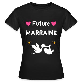 cadeau annonce grossesse Marraine Future marraine - T-shirt Femme - noir - Devant - AI Model Female 172 dark (172cm)