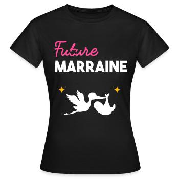 cadeau naissance grossesse Future marraine - T-shirt Femme - noir - Devant - AI Model Female 172 dark (172cm)