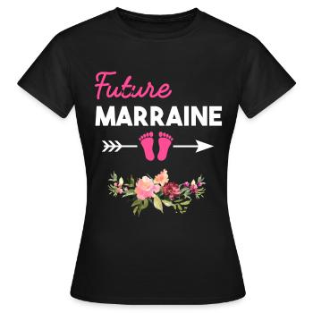 annonce grossesse pour Future marraine - T-shirt Femme - noir - Devant - AI Model Female 172 dark (172cm)