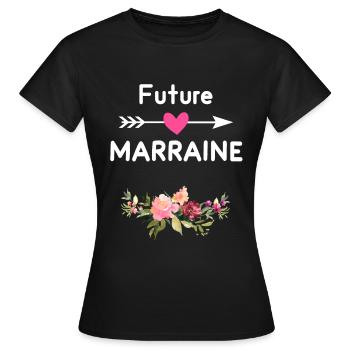 annonce grossesse Marraine Future marraine - T-shirt Femme - noir - Devant - AI Model Female 172 dark (172cm)