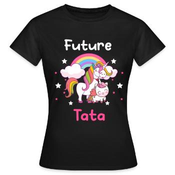 Future tata licorne annonce grossesse tante - T-shirt Femme - noir - Devant - AI Model Female 172 dark (172cm)
