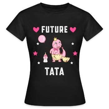 Future tata dinosaure annonce grossesse tante - T-shirt Femme - noir - Devant - AI Model Female 172 dark (172cm)