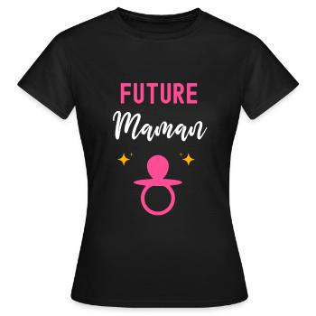 Future maman mère cadeau annonce grossesse maman - T-shirt Femme - noir - Devant - AI Model Female 172 dark (172cm)