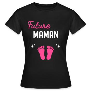 Future maman cadeau naissance grossesse maman - T-shirt Femme - noir - Devant - AI Model Female 172 dark (172cm)