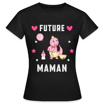 Future maman dinosaure annonce grossesse mère - T-shirt Femme - noir - Devant - AI Model Female 172 dark (172cm)