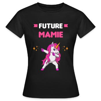 Future mamie licorne dab annonce grossesse mamie - T-shirt Femme - noir - Devant - AI Model Female 172 dark (172cm)