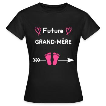 Future grand-mère annonce grossesse - T-shirt Femme - noir - Devant - AI Model Female 172 dark (172cm)