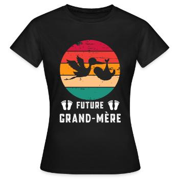 Future grand-mère annonce grossesse retro - T-shirt Femme - noir - Devant - AI Model Female 172 dark (172cm)