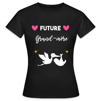 cadeau annonce grossesse Future grand-mère - T-shirt Femme - noir - Devant - AI Model Female 172 dark (172cm)