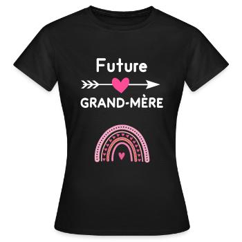 Future grand-mère cadeau annonce grossesse - T-shirt Femme - noir - Devant - AI Model Female 172 dark (172cm)