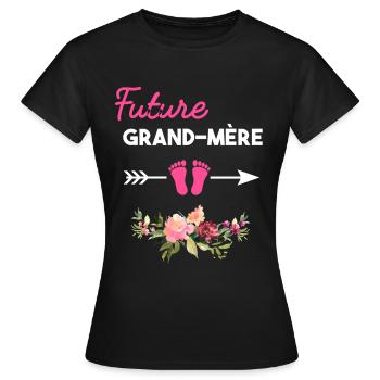 annonce grossesse pour Future grand-mère - T-shirt Femme - noir - Devant - AI Model Female 172 dark (172cm)