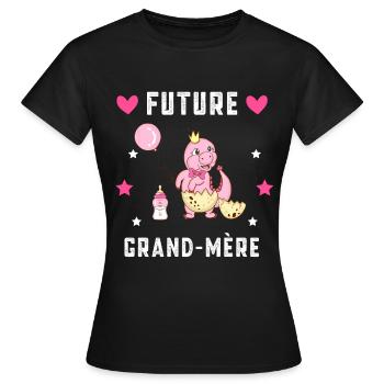 Future grand-mère dinosaure annonce grossesse - T-shirt Femme - noir - Devant - AI Model Female 172 dark (172cm)