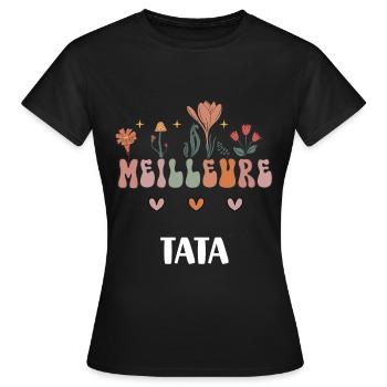 Beste Tante böhmische Blumen Tante Geschenk - Frauen T-Shirt - Schwarz - Vorne - AI Model Female 172 dark (172cm)