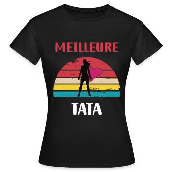 Bestes Tata Retro Vintage Tante Geschenk - Frauen T-Shirt - Schwarz - Vorne - AI Model Female 172 dark (172cm)