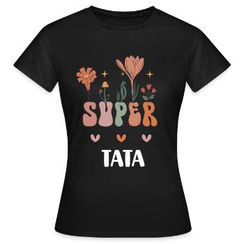 Super Tante Bohemian Blumen Tante Geschenk - Frauen T-Shirt - Schwarz - Vorne - AI Model Female 172 dark (172cm)