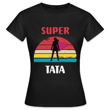Super Tata Retro Vintage Tante Geschenk - Frauen T-Shirt - Schwarz - Vorne - AI Model Female 172 dark (172cm)