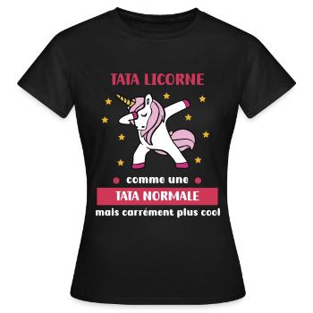 tata normale licorne dab humour tante - T-shirt Femme - noir - Devant - AI Model Female 172 dark (172cm)