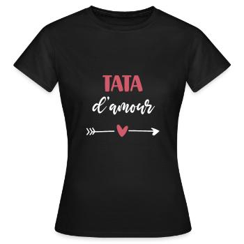 tata d amour coeur cadeau tante - T-shirt Femme - noir - Devant - AI Model Female 172 dark (172cm)