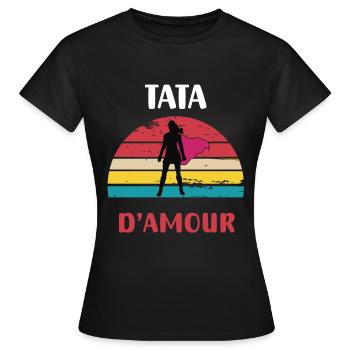 tata d amour retro vintage cadeau tante - T-shirt Femme - noir - Devant - AI Model Female 172 dark (172cm)