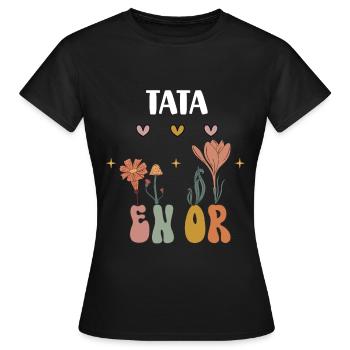 tata en or fleurs boheme cadeau tante - T-shirt Femme - noir - Devant - AI Model Female 172 dark (172cm)