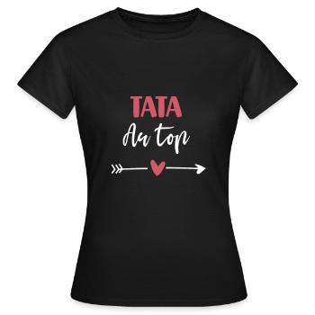 tata au top coeur cadeau tante - T-shirt Femme - noir - Devant - AI Model Female 172 dark (172cm)
