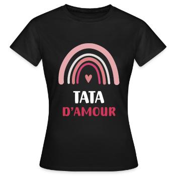 tata d'amour arc-en-ciel cadeau tante - T-shirt Femme - noir - Devant - AI Model Female 172 dark (172cm)