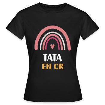 tata en or arc-en-ciel cadeau tante - T-shirt Femme - noir - Devant - AI Model Female 172 dark (172cm)