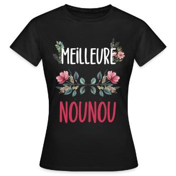 meilleure nounou fleurs - T-shirt Femme - noir - Devant - AI Model Female 172 dark (172cm)