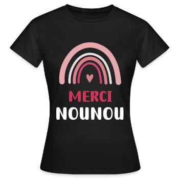 merci nounou arc-en-ciel - T-shirt Femme - noir - Devant - AI Model Female 172 dark (172cm)