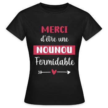 merci nounou formidable - T-shirt Femme - noir - Devant - AI Model Female 172 dark (172cm)
